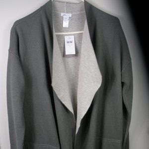 J JILL Reversible Green/Oatmeal Open Cardigan S